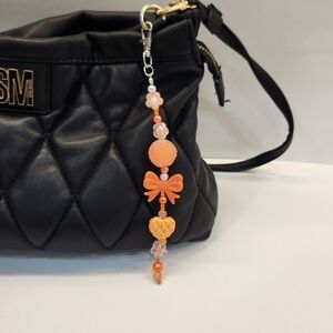 Orange Beaded Bag Charm